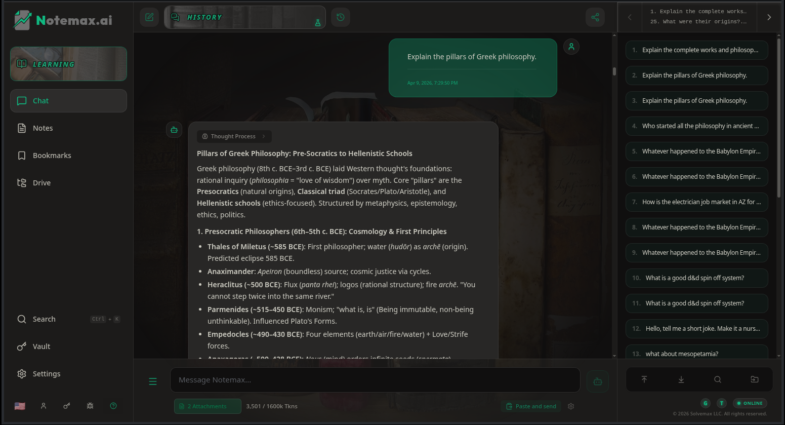 Notemax AI Chat and Notes Interface